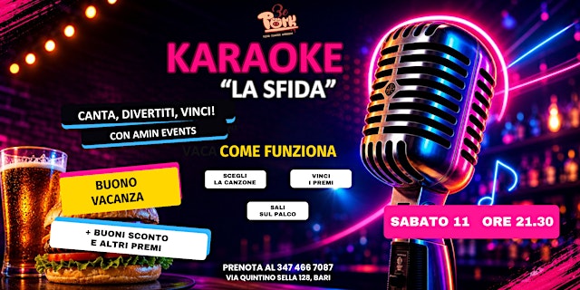 Imagem principal do evento Karaoke "La Sfida" con Amin Events | BePork Bari