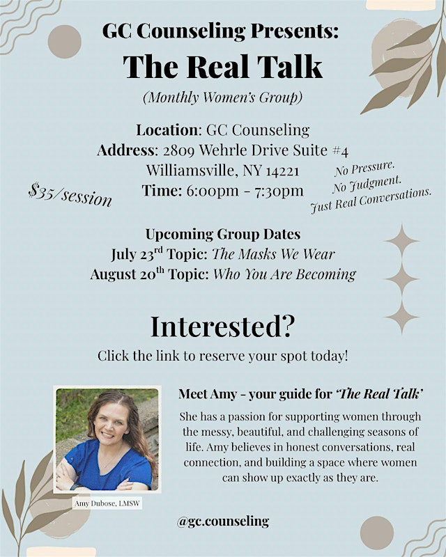 Image principale de The Real Talk Women's Group at GC Counseling