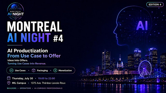 Image principale de Montreal AI Night #4 — AI Productization: From Use Case to Offer