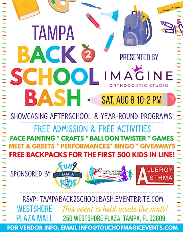 Primaire afbeelding van Tampa Back 2 School Bash presented by Imagine Ortho Studio