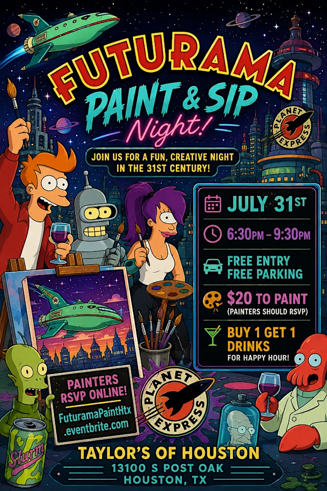 Image principale de Futurama Paint Night at Taylor's of Houston