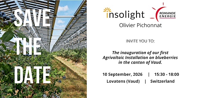 Image principale de Inauguration of our new agrivoltaic installation on blueberries