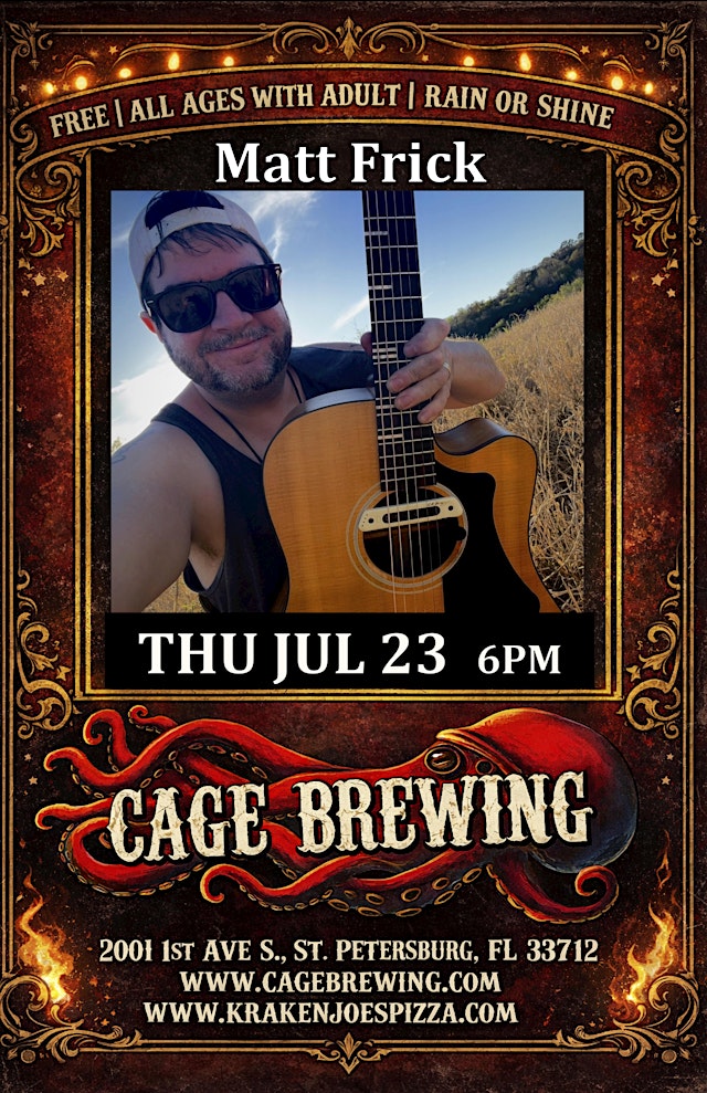 Image principale de Matt Frick LIVE | Cage Brewing, St. Petersburg, FL
