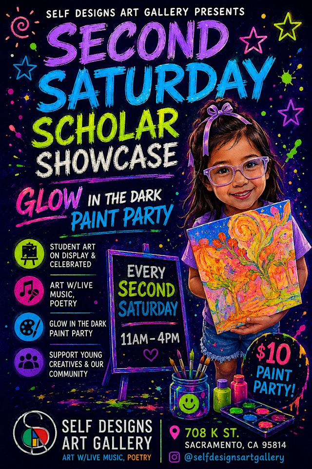 Image principale de SECOND SATURDAY SCHOLAR SHOWCASE/GLOW IN THE DARK PAINT PARTY