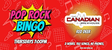 RED DEER - POP ROCK Musical Bingo Thursday @ The Canadian Brewhouse in Red Deer