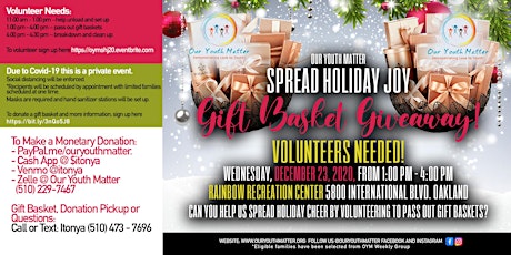 Our Youth Matter Spread Holiday Joy VOLUNTEERS NEEDED!