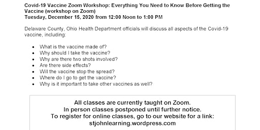 Covid-19 Vaccine: Everything You Need to Know about the Vaccine (on Zoom) primary image
