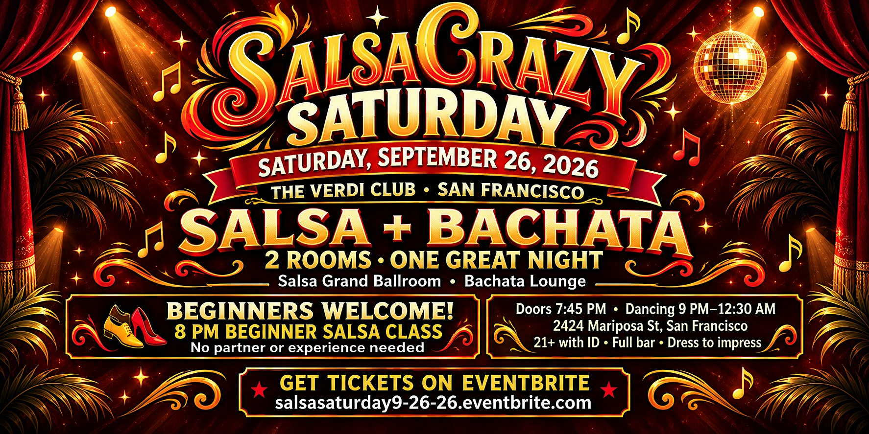 Official SalsaCrazy Saturday flyer for the Verdi Club