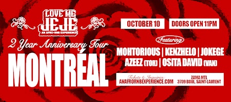LOVE ME JEJE: AN AFRO-RNB EXPERIENCE MONTRÈAL in Montreal