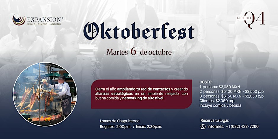 ¡Inicia el último trimestre del año en nuestro OKTOBERFEST 2026!