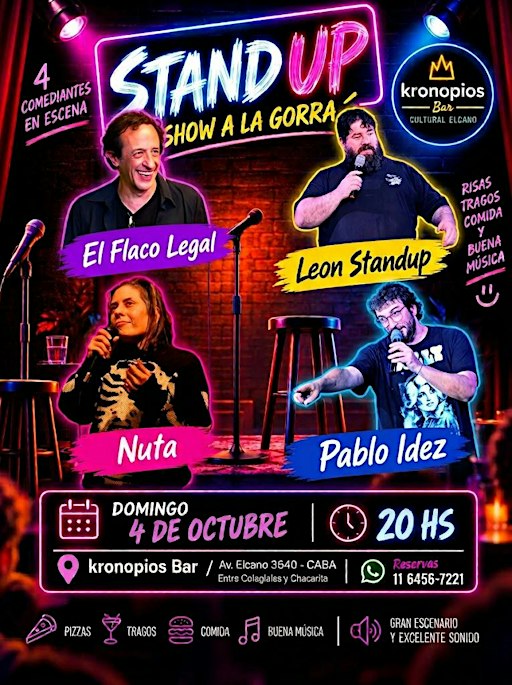 Afiche de StandUp a la Gorra Domingo 4 Octubre