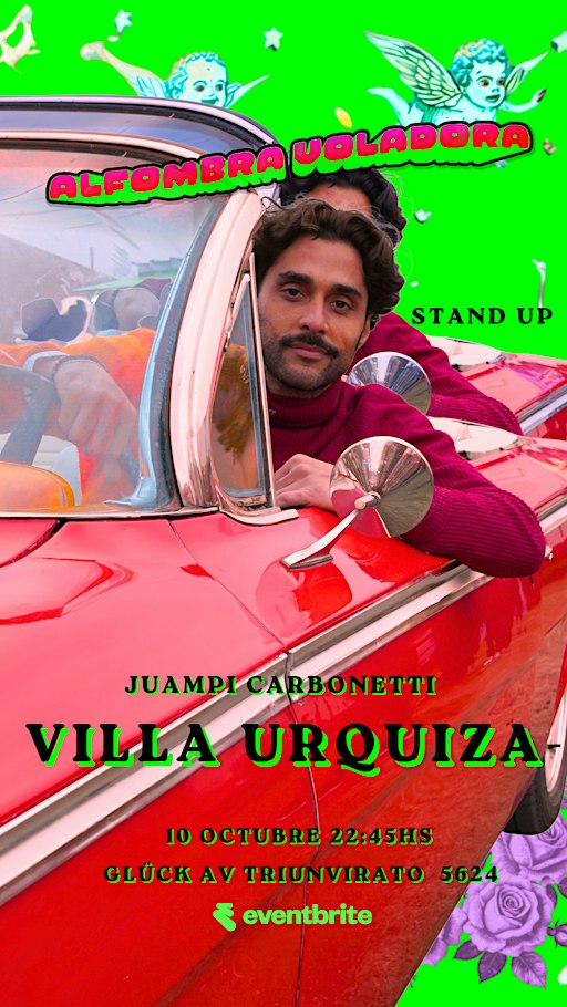 Afiche de Juampi Carbonetti stand up CABA VILLA URQUIZA Alfombra Voladora