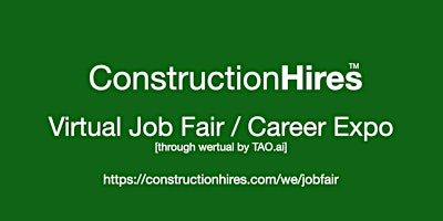 Primaire afbeelding van #ConstructionHires Virtual Job Fair / Career Expo Event #Salt Lake City
