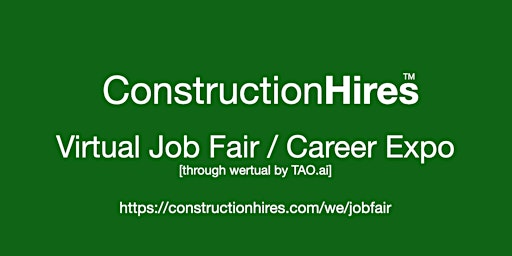 Hauptbild für #ConstructionHires Virtual Job Fair / Career Expo Event #Salt Lake City