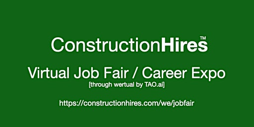 Primaire afbeelding van #ConstructionHires Virtual Job Fair / Career Expo Event #Ogden