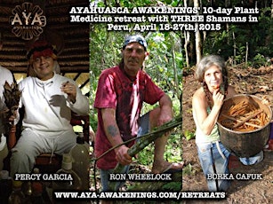 Ayahuasca 'Awakenings' 10-day Plant Medicine retreat with THREE Shamans (Percy Garcia/ Ron Wheelock/ Borka Cafuk) in Peru, April 18-27th, 2015 primary image