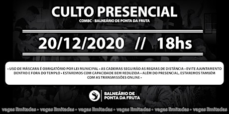 Imagem principal do evento CULTO PRESENCIAL - 20/12/2020