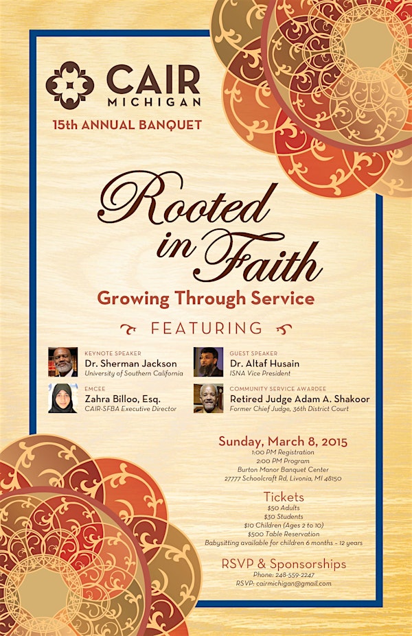 CAIR-MI 15th Annual Banquet "Rooted in Faith Growing Through Service"