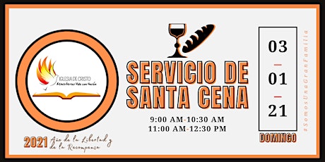 Imagen principal de Inscripción a Servicio De Santa Cena MVU - Domingo 03 de Enero de 2021