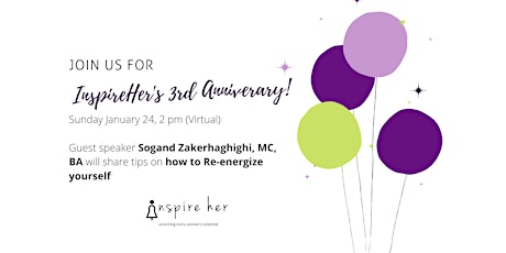 InspireHer 3rd Anniversary Event : How to re-renergize yourself (ONLINE) primary image