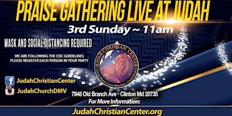 Image principale de Judah Christian Center 3rd Sunday In-Person Praise Gathering *February 21st