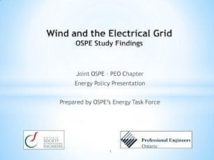 PEO Lake Ontario, OSPE Policy Seminar Series. Wind and the Electrical Grid. primary image