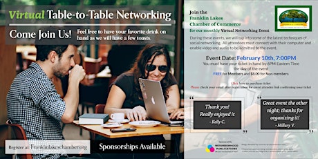 Franklin Lakes Chamber on-line Virtual Table to Table(Topic Networking)
