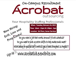 On-Campus Recruitment:  Acrobat Outsourcing Hospitality Staffing primary image