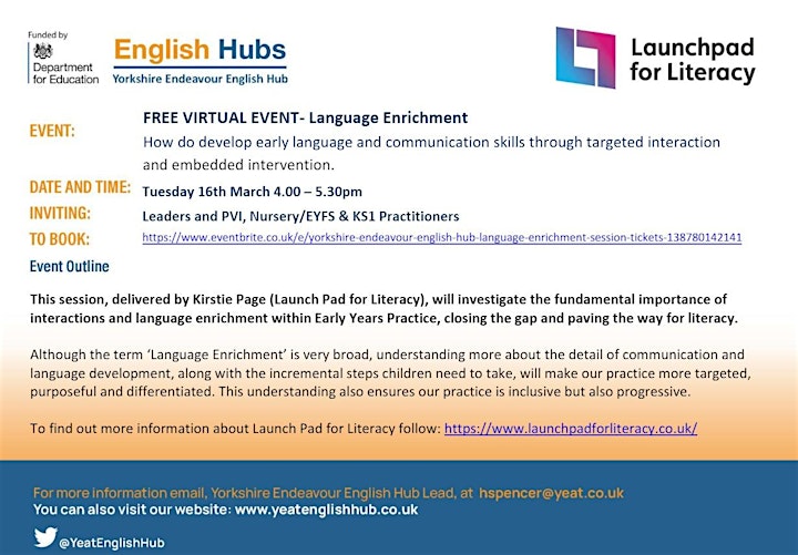 Yorkshire Endeavour English Hub - Language Enrichment Session image