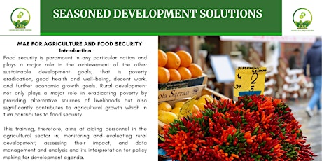 Monitoring and Evaluating Agriculture, Food Security and Nutrition Programs