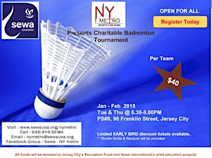 Sports For Sewa - Badminton 2015 primary image