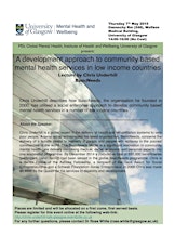 Community based mental health services in low income countries primary image