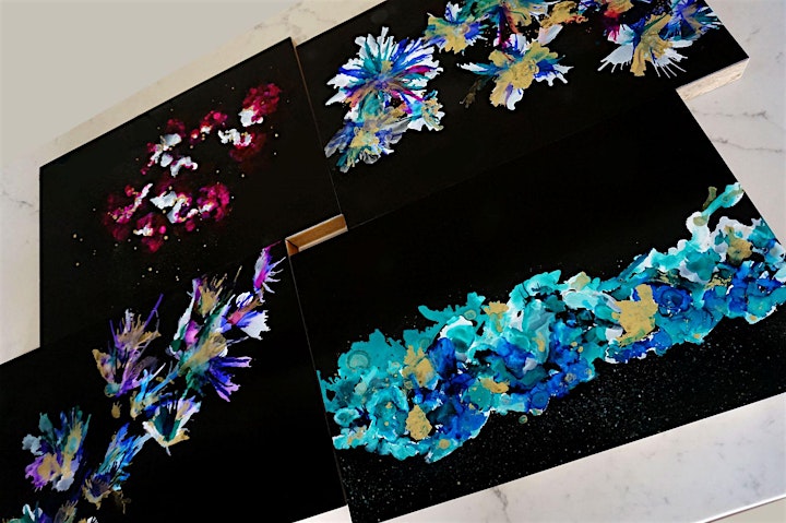 6 SPOTS LEFT - Funky florals - Alcohol Ink workshop (on black boards) image