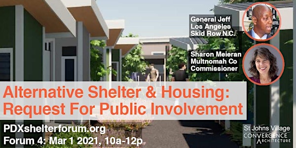 PDX Shelter Forum #4: Alternative Shelter - Request For Public Involvement