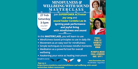 Primaire afbeelding van Mindfulness and Wellbeing with Sound Masterclass