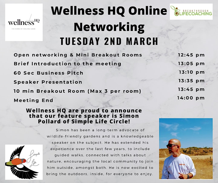 Wellness HQ Online Networking 2nd  of March 2021 image