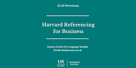 Harvard Referencing Workshop for Business Students primary image