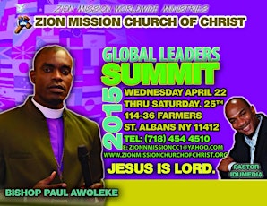 Imagem principal de Zion Mission Worldwide Ministries Presents Global Leaders Summit 2015, April 22-25, 2015