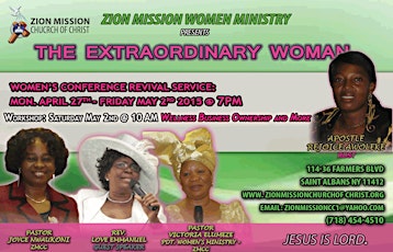 Imagem principal de Zion Mission Women Ministry Presents The Extraodinary Woman 2015