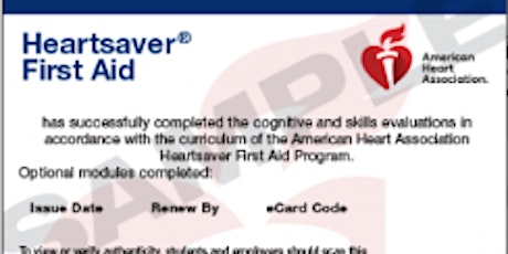 Heart Saver First Aid eCard: ADAMS HEALTH NETWORK INSTRUCTORS ONLY