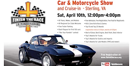 2021 Finish the Race Ministries Spring Car & Motorcycle Show & Cruise-In primary image