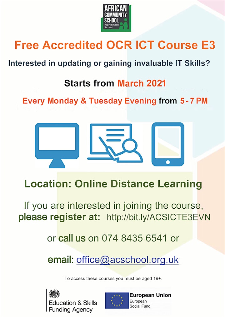 
		FREE Accredited ICT Course E3 Evening Online Course image
