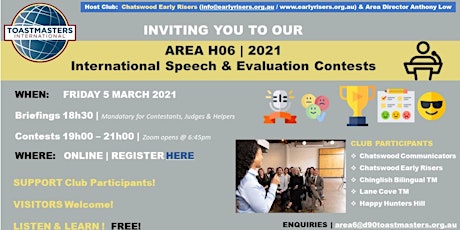 Toastmasters - 2021 Area 06 International Speech and Evaluation Contest