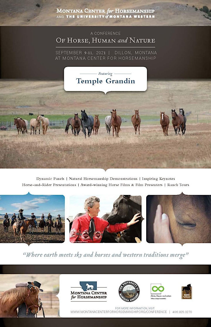 Of Horse, Human & Nature w/Dr. Temple Grandin 09/09-09/11, 2021 Dillon, MT image