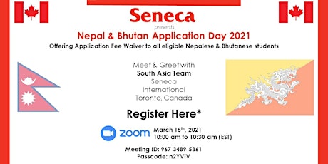 Hauptbild für Seneca -  Nepal & Bhutan Application Day 2021 -March 15th