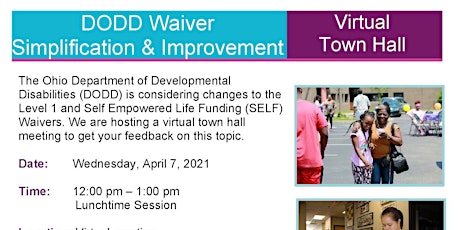 DODD Waiver Simplification & Improvement Virtual Town Hall primary image