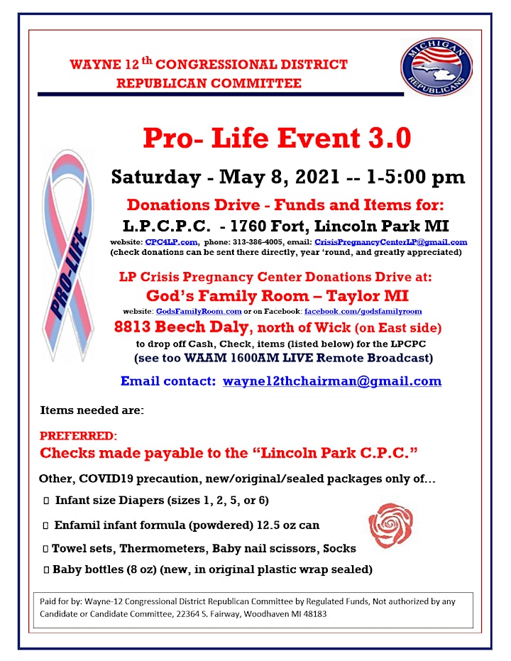  W12CDRC-ProLifeEvent 3.0 (Event to aid LPCPC) image 