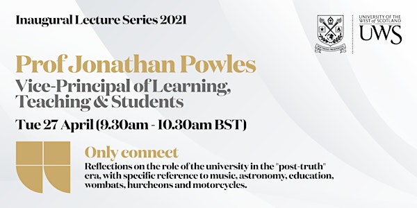 UWS Inaugural Lecture by Prof Jonathan Powles