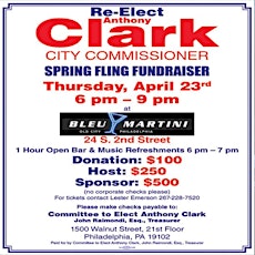 RE-ELECT ANTHONY CLARK, CITY COMMISSIONER SPRING FLING FUNDRAISER primary image