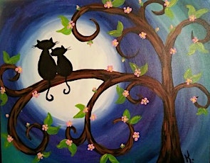 "Moonlight Cats" Step-by-Step Paint Night at Jaime's Restaurant in North Andover primary image